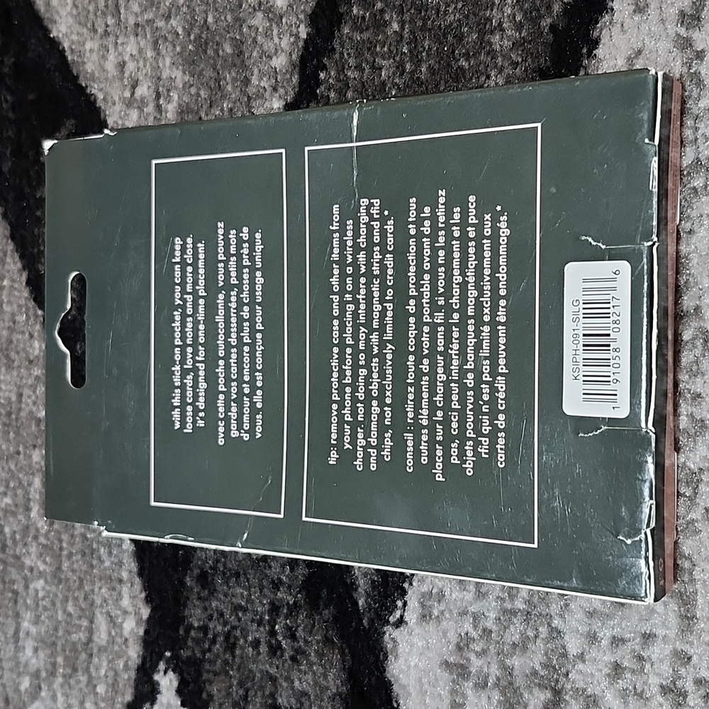 KATE SPADE NEW YORK SILVER GLITTER SHINE PHONE STICKER POCKET CARD HOLDER - Picture 5 of 9